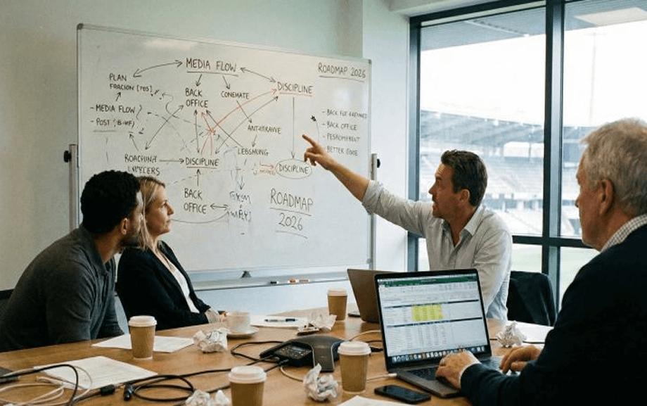 Team whiteboard strategy session