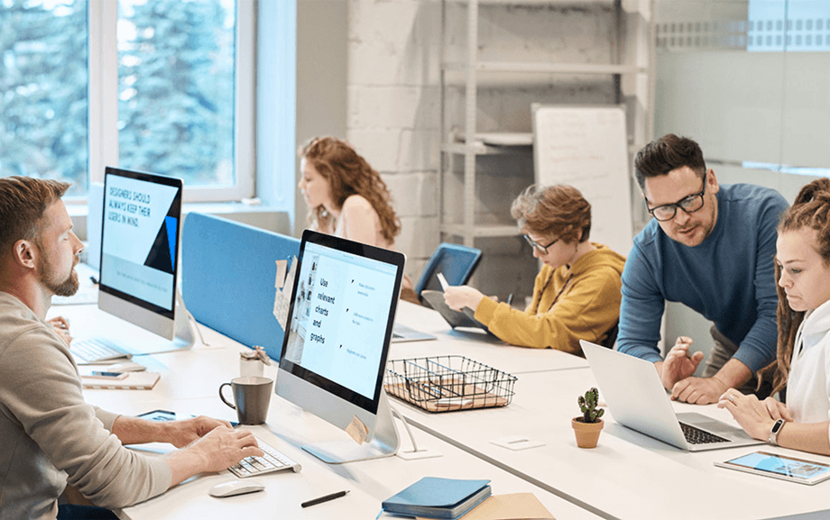 Sky Venture Labs team collaborating in modern office